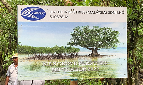 A signboard installed at the tree planting site